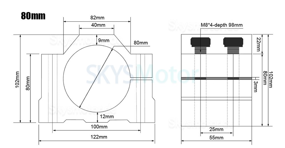 65 mm/80 mm/100 mm/125 mm CNC Spindelmotorhalterung aus Aluminium, Klemme OSP001705 f&uuml;r Spindelmotor